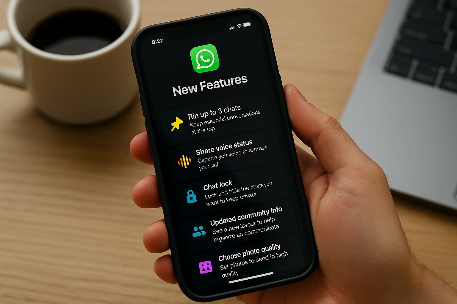 WhatsApp yeni özellikler 2025, WhatsApp sohbet kilidi, sesli durum paylaşımı